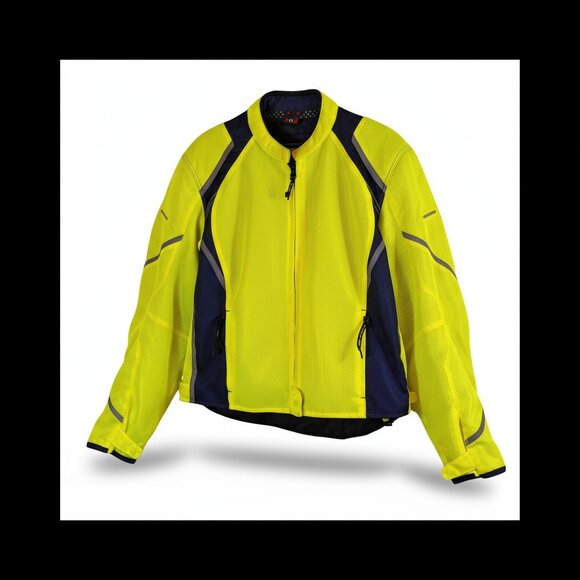 Women’s Hi-Vis Yellow-Black Mesh Motorcycle Jacket 3XL Yellow Black CE Armor EUC - Picture 2 of 16